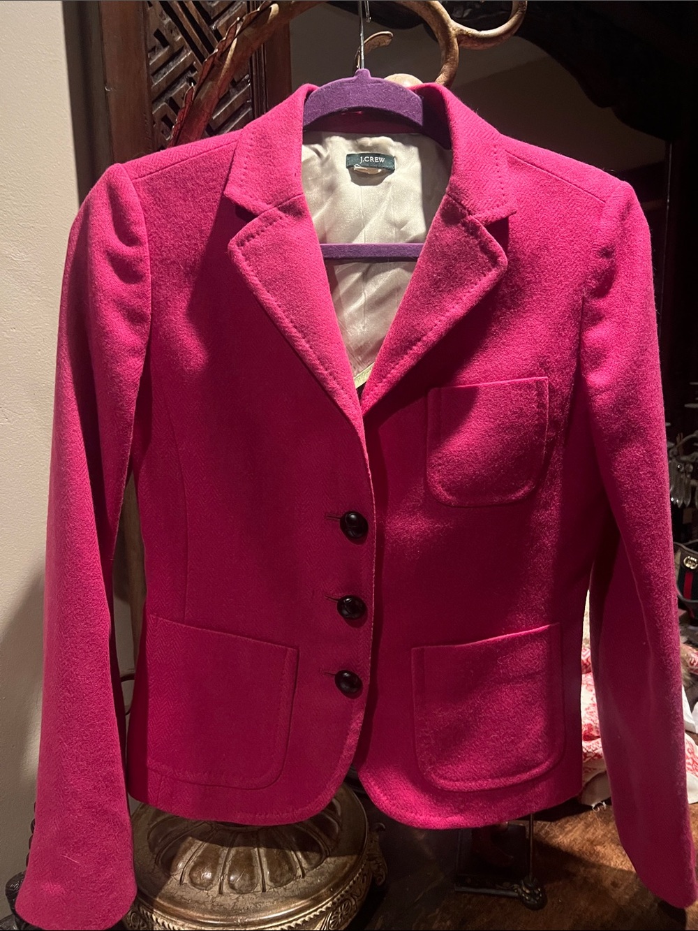 Gorgeous J. Crew 100% Wool Blazer in vibrant Fuchsia/Hot Pink